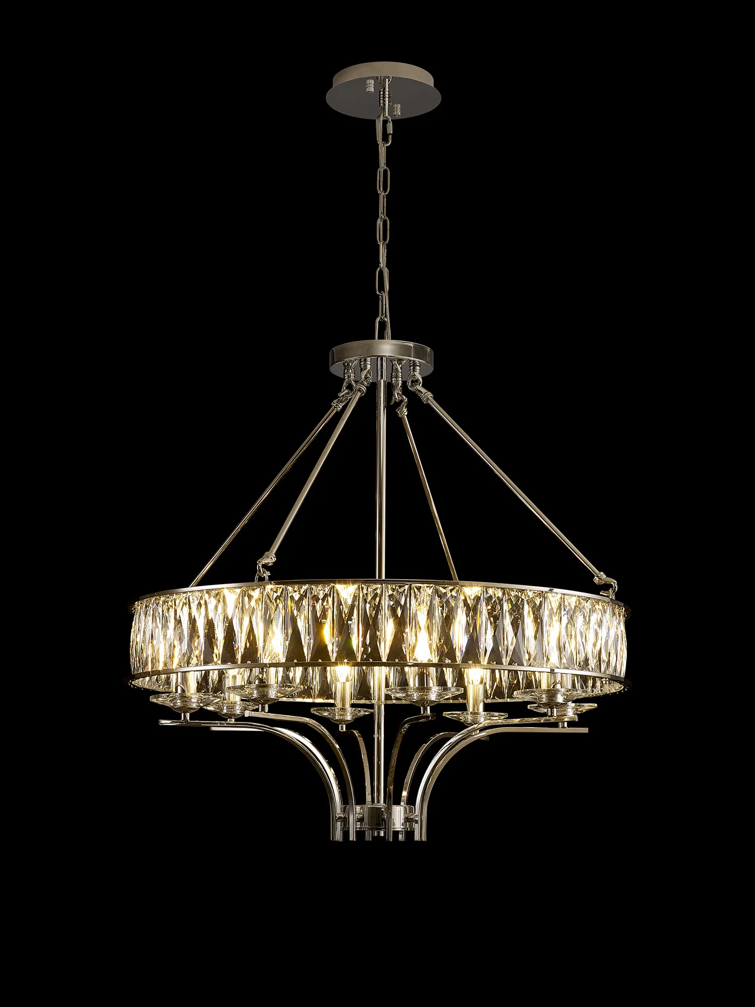 IL31820  Vivienne Crystal Pendant/Semi Ceiling 8 Light Polished Nickel